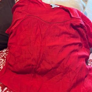 Never Worn Nanette Hot Coral Boxy Woven Short-Sleeve Top.